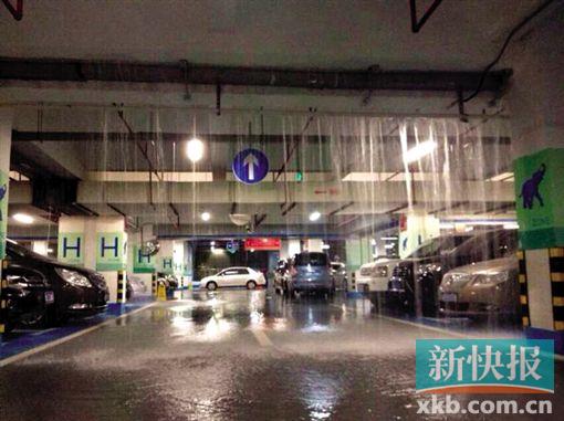 ■深圳机场停车场成了泽国。网友微博图