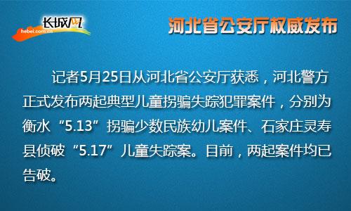 河北警方发布两起典型儿童拐骗失踪犯罪案件。长城网 宁晓雪 制
