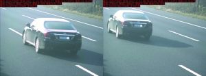 由于车速过快，高清探头抓拍下的画面，有一点点模糊 监控截图
